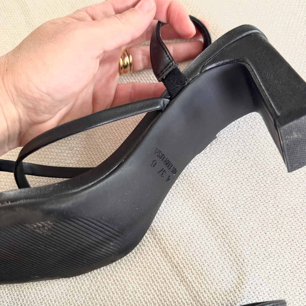 PRIMARK | BLACK MINIMALIST STRAPPY SLEEK EASY CLEAN SLINGBACK HEEL SANDAL - Picture 5 of 5